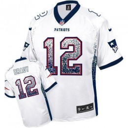 Patriots #12 Tom Brady White Men's Stitched NFL Elite Drift Fashion Jersey