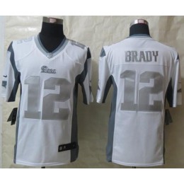 Patriots #12 Tom Brady White Men's Stitched NFL Limited Platinum Jersey