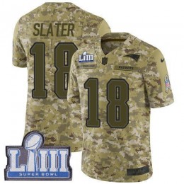Patriots #18 Matt Slater Camo Super Bowl LIII Bound Men's Stitched NFL Limited 2018 Salute To Service Jersey