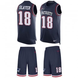 Patriots #18 Matt Slater Navy Blue Team Color Men's Stitched NFL Limited Tank Top Suit Jersey