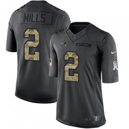 Patriots #2 Jalen Mills Black Men's Stitched NFL Limited 2016 Salute To Service Jersey