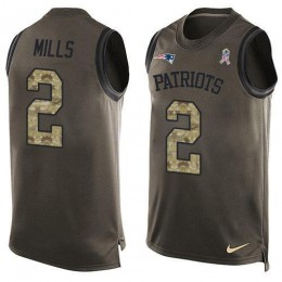 Patriots #2 Jalen Mills Green Men's Stitched NFL Limited Salute To Service Tank Top Jersey