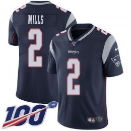 Patriots #2 Jalen Mills Navy Blue Team Color Men's Stitched NFL 100th Season Vapor Limited Jersey