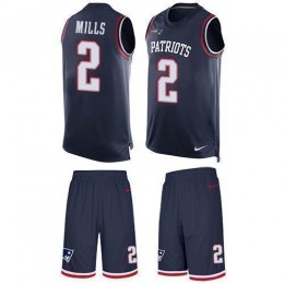 Patriots #2 Jalen Mills Navy Blue Team Color Men's Stitched NFL Limited Tank Top Suit Jersey