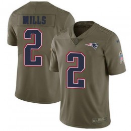 Patriots #2 Jalen Mills Olive Men's Stitched NFL Limited 2017 Salute To Service Jersey