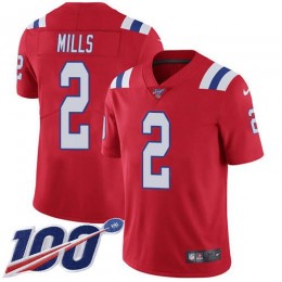 Patriots #2 Jalen Mills Red Alternate Men's Stitched NFL 100th Season Vapor Limited Jersey