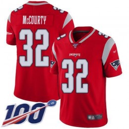 Patriots #32 Devin McCourty Red Men's Stitched NFL Limited Inverted Legend 100th Season Jersey