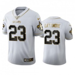 New Orleans New Orleans Saints #23 Marshon Lattimore Men's White Golden Edition Vapor Limited NFL 100 Jersey