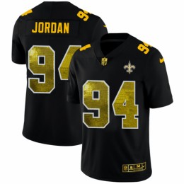 New Orleans New Orleans Saints #94 Cameron Jordan Men's Black Golden Sequin Vapor Limited NFL Jersey