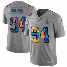 New Orleans New Orleans Saints #94 Cameron Jordan Men's Multi-Color 2020 NFL Crucial Catch NFL Jersey Greyheather Men's