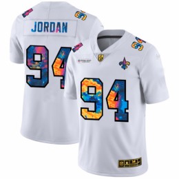 New Orleans New Orleans Saints #94 Cameron Jordan Men's White Multi-Color 2020 NFL Crucial Catch Limited NFL Jersey