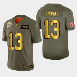 New Orleans Saints #13 Michael Thomas Men's Olive Gold 2019 Salute To Service Limited NFL 100 Jersey