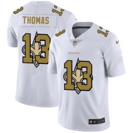 New Orleans Saints #13 Michael Thomas White Men's Team Logo Dual Overlap Limited NFL Jersey
