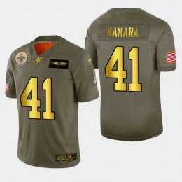 New Orleans Saints #41 Alvin Kamara Men's Olive Gold 2019 Salute To Service Limited NFL 100 Jersey
