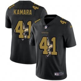 New Orleans Saints #41 Alvin Kamara Men's Team Logo Dual Overlap Limited NFL Jersey Black