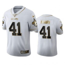 New Orleans Saints #41 Alvin Kamara Men's White Golden Edition Vapor Limited NFL 100 Jersey