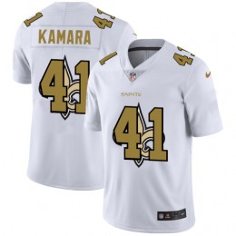New Orleans Saints #41 Alvin Kamara White Men's Team Logo Dual Overlap Limited NFL Jersey