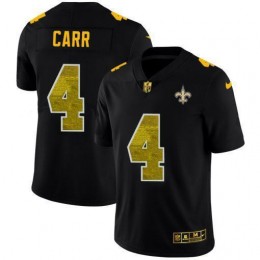 New Orleans Saints #4 Derek Carr Men's Black Golden Sequin Vapor Limited NFL Jersey