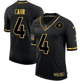 New Orleans Saints #4 Derek Carr Men's 2020 Salute To Service Golden Limited NFL Jersey Black