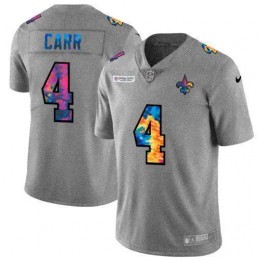 New Orleans Saints #4 Derek Carr Men's Multi-Color 2020 NFL Crucial Catch NFL Jersey Greyheather