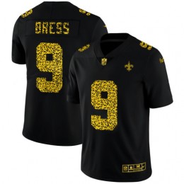 New Orleans Saints #9 Drew Brees Men's Leopard Print Fashion Vapor Limited NFL Jersey Black