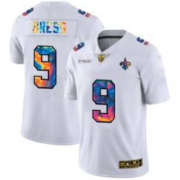 New Orleans Saints #9 Drew Brees Men's White Multi-Color 2020 NFL Crucial Catch Limited NFL Jersey
