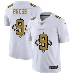 New Orleans Saints #9 Drew Brees White Men's Team Logo Dual Overlap Limited NFL Jersey