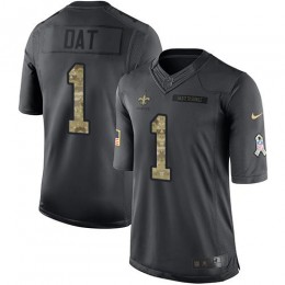 New Orleans Saints #1 Who Dat Black Men's Stitched NFL Limited 2016 Salute To Service Jersey