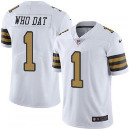New Orleans Saints #1 Who Dat White Men's Stitched NFL Limited Rush Jersey