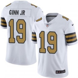 New Orleans Saints #19 Ted Ginn Jr White Men's Stitched NFL Limited Rush Jersey
