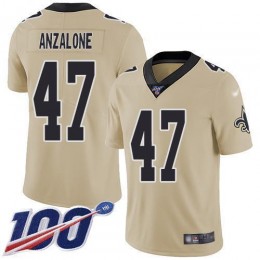 New Orleans Saints #47 Alex Anzalone Gold Men's Stitched NFL Limited Inverted Legend 100th Season Jersey