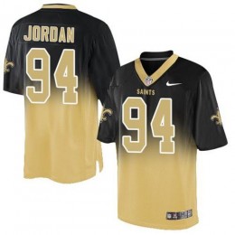 New Orleans Saints #94 Cameron Jordan Black/Gold Men's Stitched NFL Elite Fadeaway Fashion Jersey