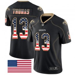 Saints #13 Michael Thomas Black Men's Stitched NFL Limited Rush USA Flag Jersey