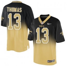 Saints #13 Michael Thomas Black/Gold Men's Stitched NFL Elite Fadeaway Fashion Jersey
