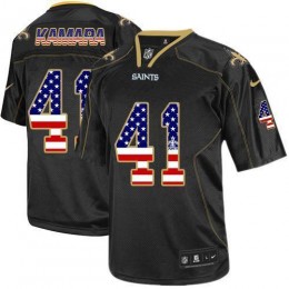 Saints #41 Alvin Kamara Black Men's Stitched NFL Elite USA Flag Fashion Jersey