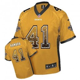Saints #41 Alvin Kamara Gold Men's Stitched NFL Elite Drift Fashion Jersey