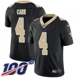 Saints #4 Derek Carr Black Team Color Men's Stitched NFL 100th Season Vapor Limited Jersey