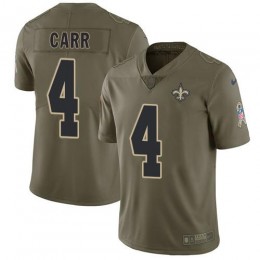 Saints #4 Derek Carr Olive Men's Stitched NFL Limited 2017 Salute To Service Jersey