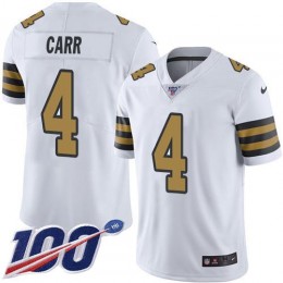 Saints #4 Derek Carr White Men's Stitched NFL Limited Rush 100th Season Jersey