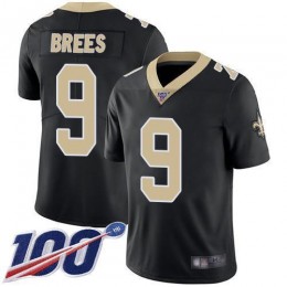 Saints #9 Drew Brees Black Team Color Men's Stitched NFL 100th Season Vapor Limited Jersey
