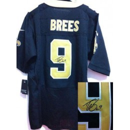 Saints #9 Drew Brees Black Team Color Men's Stitched NFL Elite Autographed Jersey