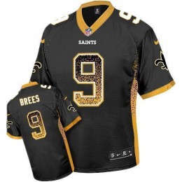 Saints #9 Drew Brees Black Team Color Men's Stitched NFL Elite Drift Fashion Jersey