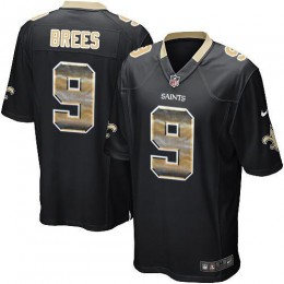 Saints #9 Drew Brees Black Team Color Men's Stitched NFL Limited Strobe Jersey