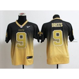 Saints #9 Drew Brees Black/Gold Men's Stitched NFL Elite Fadeaway Fashion Jersey