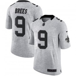 Saints #9 Drew Brees Gray Men's Stitched NFL Limited Gridiron Gray II Jersey