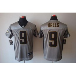 Saints #9 Drew Brees Grey Shadow Men's Stitched NFL Elite Jersey