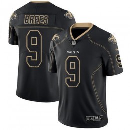 Saints #9 Drew Brees Lights Out Black Men's Stitched NFL Limited Rush Jersey