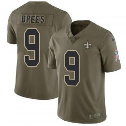 Saints #9 Drew Brees Olive Men's Stitched NFL Limited 2017 Salute To Service Jersey