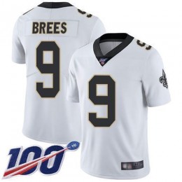 Saints #9 Drew Brees White Men's Stitched NFL 100th Season Vapor Limited Jersey