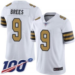 Saints #9 Drew Brees White Men's Stitched NFL Limited Rush 100th Season Jersey